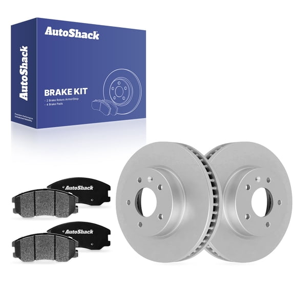 AutoShack Front Brake Rotors & Ceramic Pads for Chevrolet, Equinox 2007-2009 Captiva Sport 2012-2015, FWD AWD L4 2.4L V6 3.0L 3.4L 3.6L - Coated - ArmorStop - 11.65" (296 mm), 5-Lug