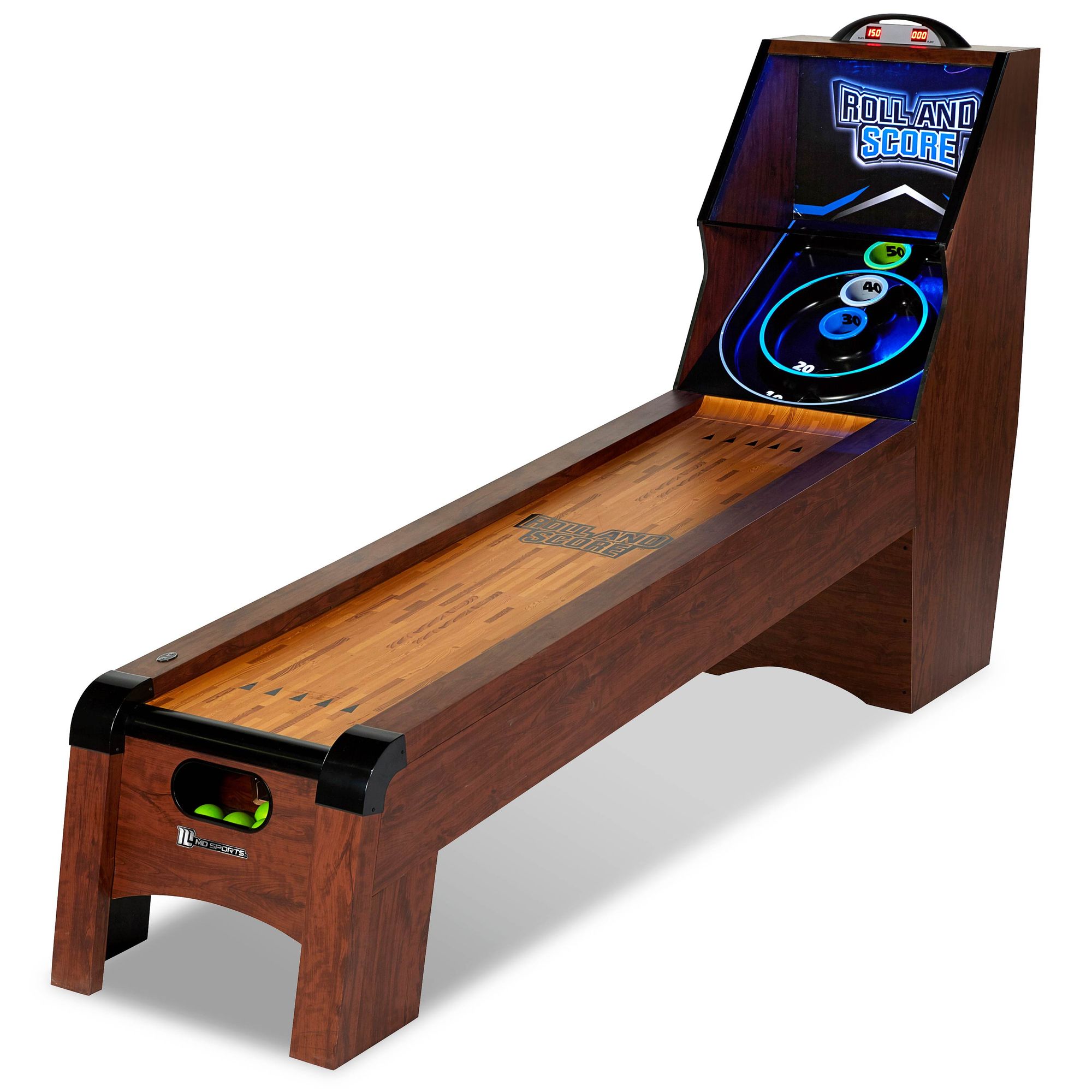 MD Sports 9 Ft. Roll and Score Table, Arcade Game with 4 Skee Ball, LED light