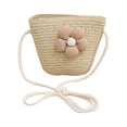 thumbnail image 4 of Zanarzt Beach Hat for Girls Little Kids Girls Summer Straw Sun Hat Wide Brim Bowknot Floppy Beach Sun Hat and Straw Bag Beige,One Size, 4 of 8