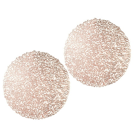 

2pcs PVC Sunflower Placemats Round Heat Insulation Pad Non-Slip Mat Table Decoration for Home Restaurant Hotel (Rose Gold)