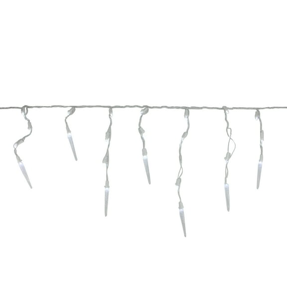 60 White LED Icicle Mini Christmas Lights - 5.75 ft White Wire