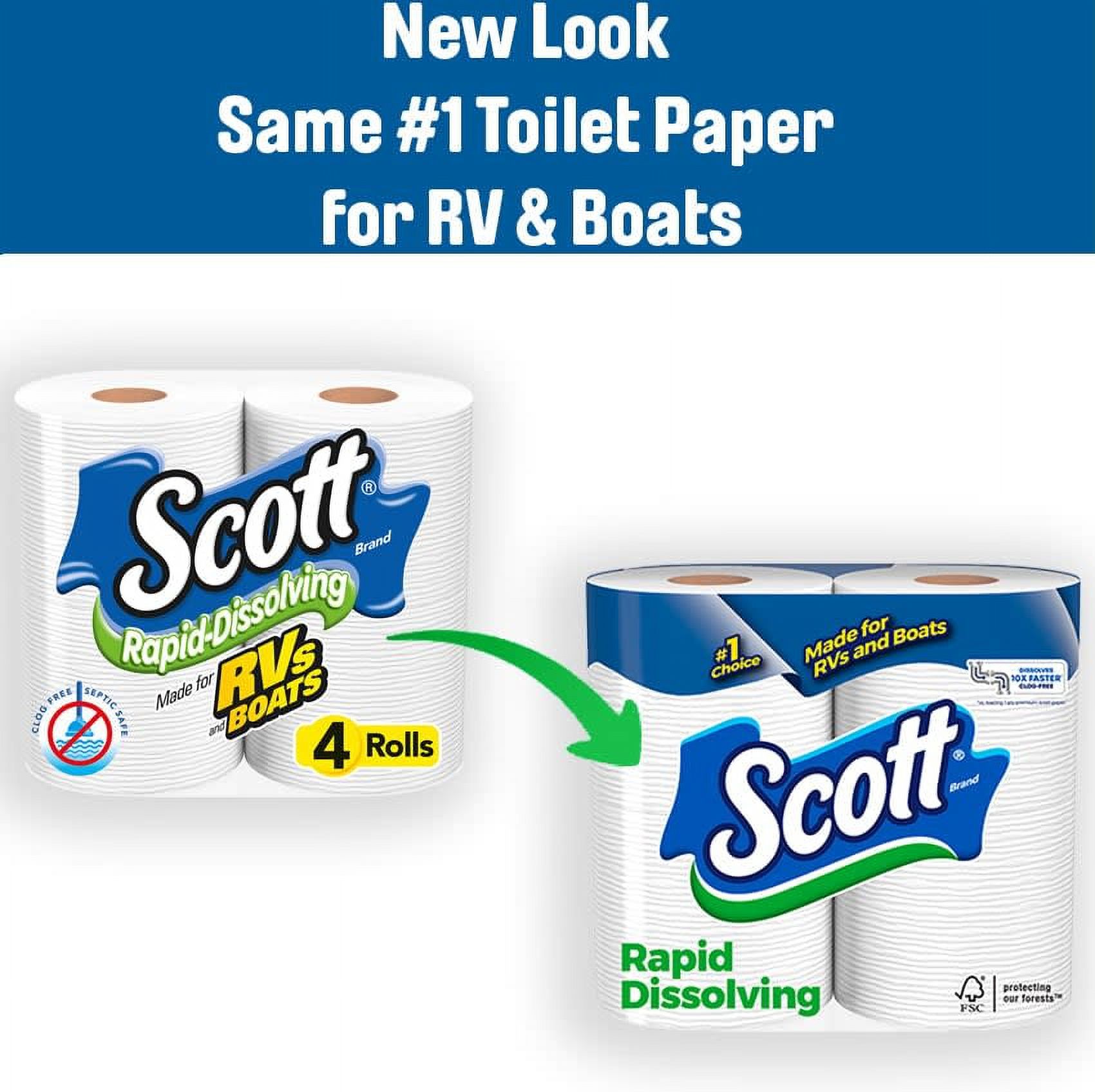 Scott Rapid-Dissolving Toilet Paper for RVs & Boats, 4 Double Rolls - image 4 of 11