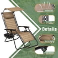 thumbnail image 3 of Devoko Patio Zero Gravity Chair Outdoor Folding Recliner Lounge Chair with Attachable Sunshade Canopy and Holder, Beige, 3 of 7