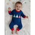 thumbnail image 5 of Miaouyo Infant Baby Boy Christmas Fall Romper 0 3 6 12 18 Months Tree Embroidery Crew Neck Long Sleeve Full Length Jumpsuit, 5 of 9