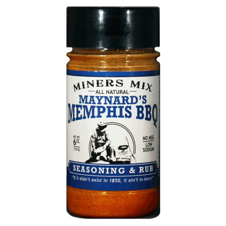 Miners Mix Maynards Memphis BBQ Seasoning. All Natural Barbecue Championship Rub for Pulled Pork, Butts, Baby Backs or Spare Ribs. No MSG, No Preservatives, Low Salt Single