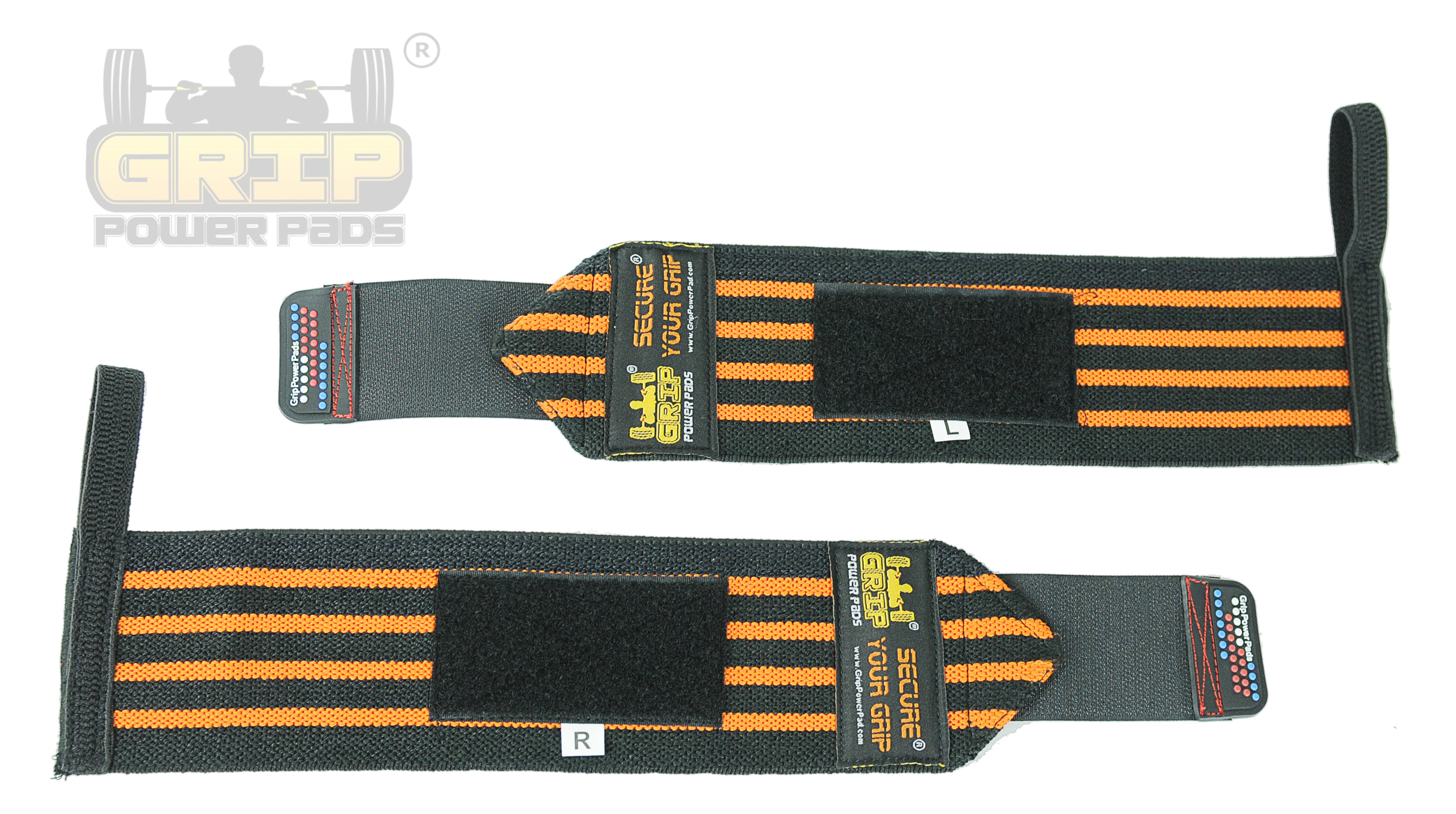 Grip Power Pads Wrist Wraps 2 Wraps for Weight Lifting Wrist Support Cotton Wraps Gym Bandage Straps for Men & Women Premium Quality & PRO Rubber 