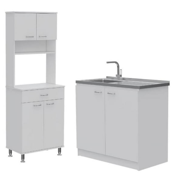 Home Square 2-Piece Set with Utility Sink with Cabinet and High Pantry Cabinet