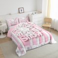 thumbnail image 3 of jejeloiu Chic Snowflake Queen Comforter Set,Merry Christmas Bedding Sets,Pink White Lines Bedding Comforter Set For Teens,Ultra Soft Home Decor Reversible,3pcs, 3 of 8