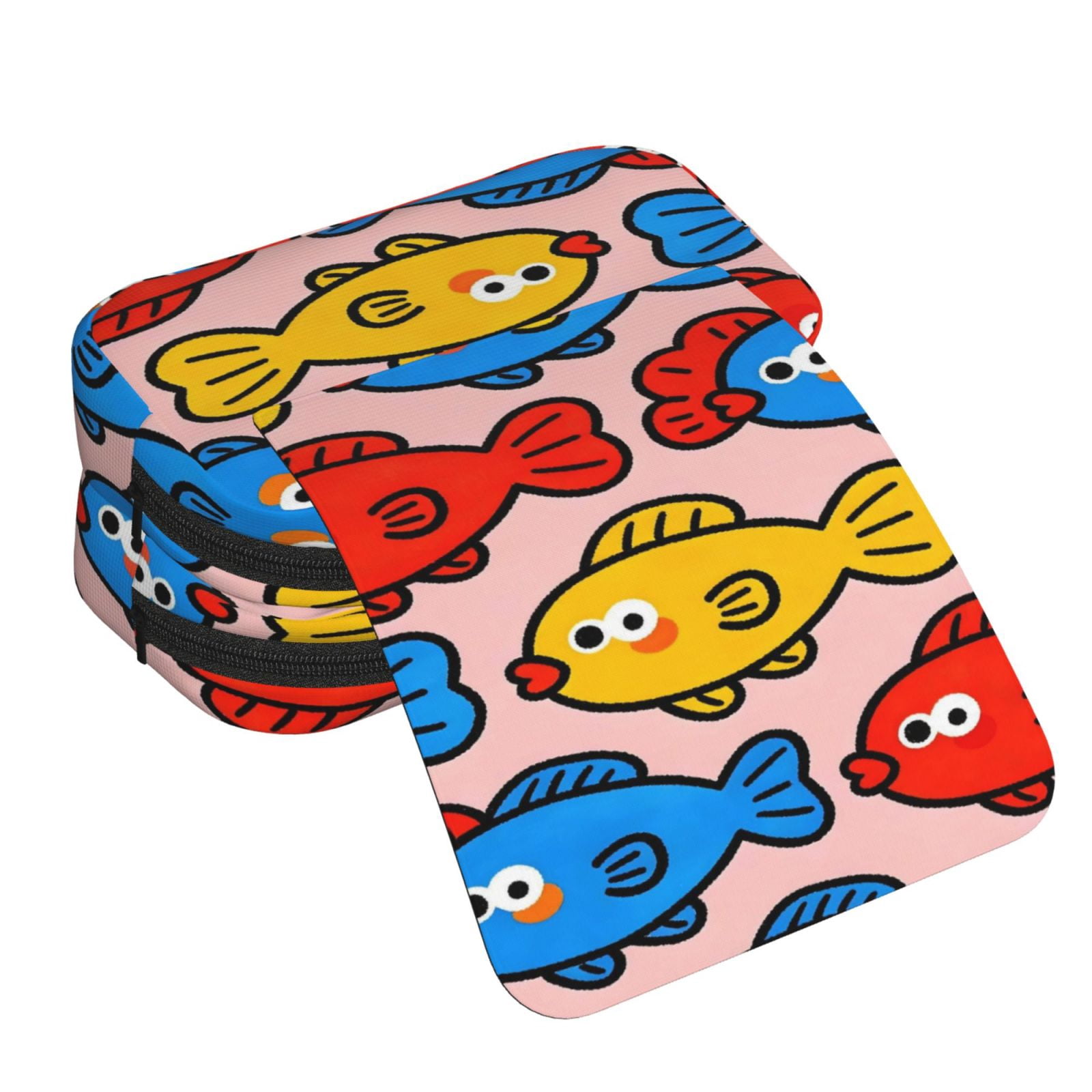 Large-Capacity Flip-Top Double-Layer Pencil Case, Multi-Functional Pocket Pen Case, Durable Stationery Organizer Cute Little Fish (7)