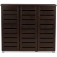thumbnail image 3 of Bowery Hill Contemporary 3 Door Wooden 20 Pairs Shoe Cabinet in Dark Brown, 3 of 5