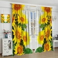 thumbnail image 4 of Sunflower Curtains for Kitchen,Rustic Retro Wood Panel Sunflower Flower Print Blackout Rod Pocket Window Treatments Drapes for Kitchen Living Room Playroom Home Decor52x84in, 4 of 6
