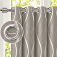 thumbnail image 3 of 100% Blackout Curtains Silver Waves Lines Grommet Thermal Insulated Curtains for Living Room Bedroom Patio Door,Gray,W37 x L84 inch (4 Panels), 3 of 8