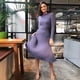 thumbnail image 1 of Suéter largo de punto de color sólido con vestido plisado para mujer, moda de otoño e invierno de Europa y Estados Unidos, 1 of 6