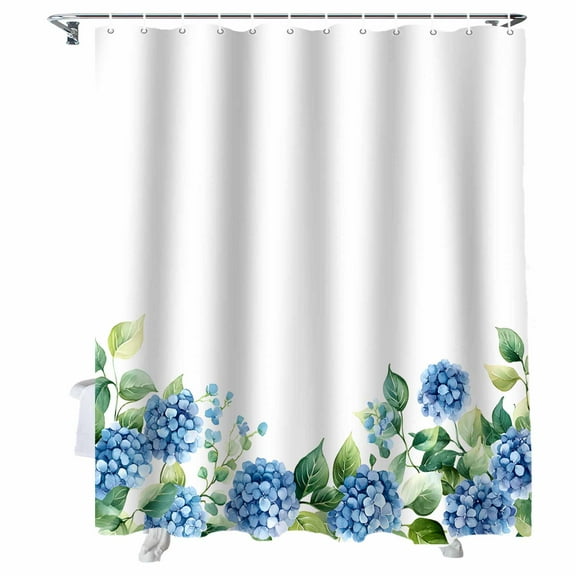 Shower Curtains Blue Hydrangea Bath Curtain Watercolor Flower Waterproof Bathroom Shower Curtain Set with Hooks Decoration 72 x 84 Inches