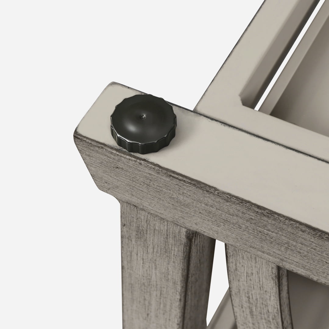 Outdoor Aluminum 2-Tier Side End Table, Limed Oak Finish, Adjustable Leveling Feet, Rust-Free
