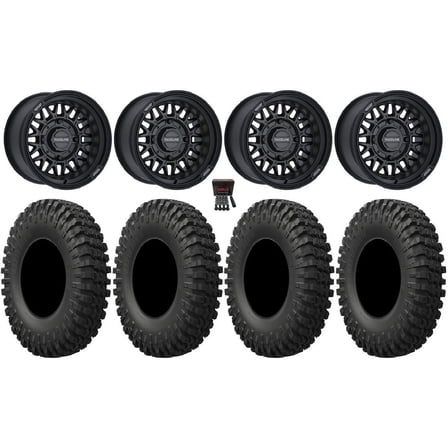 Raceline Omega 15" Wheels Satin Black 37" MotoCrusher Tires SportsmanRZRRanger