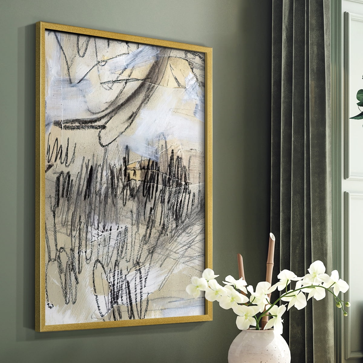Masked Notes III Framed Print in Gold Solid Wood Framed Print No Nail Hanging