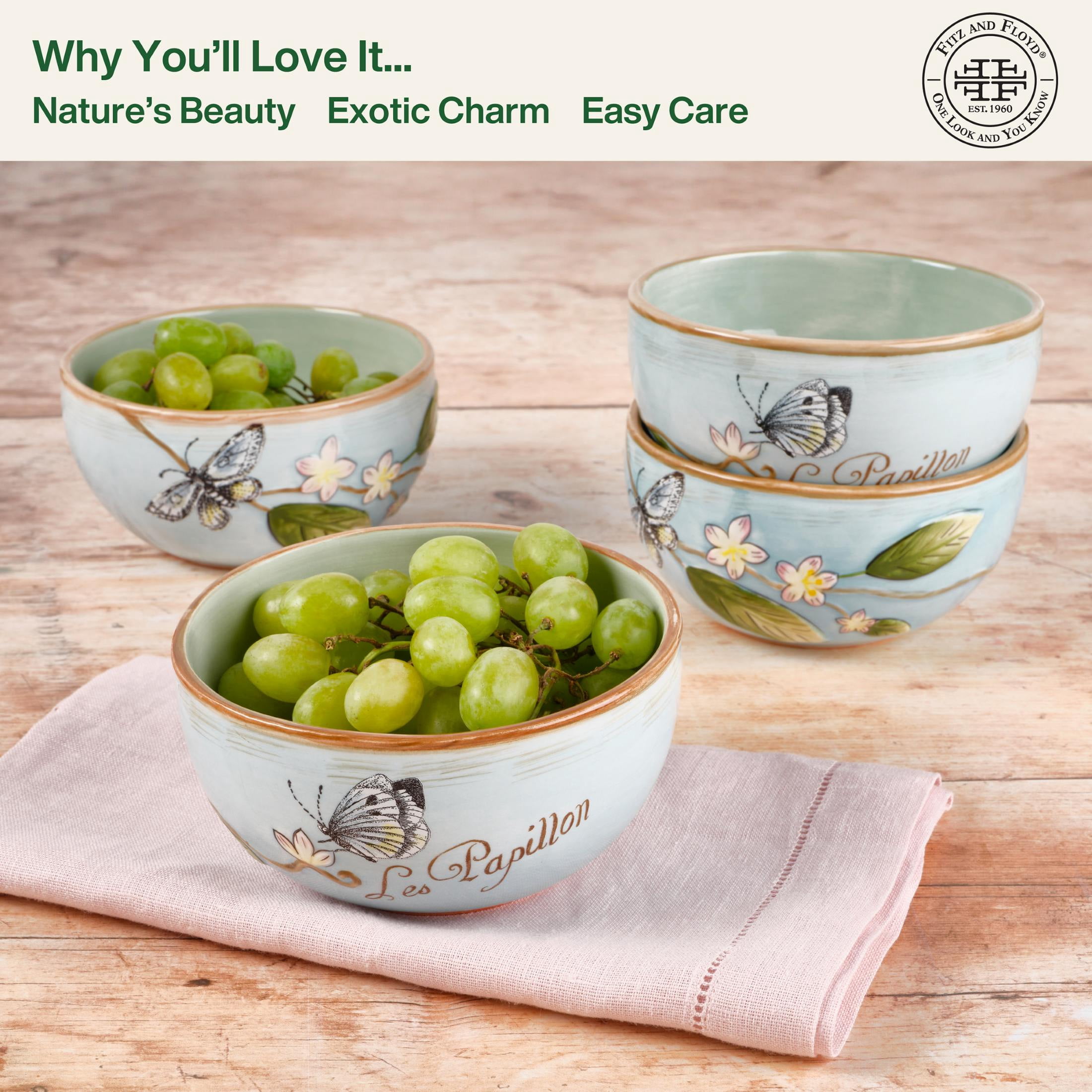 Fitz and Floyd Toulouse 19 oz Blue Earthenware Small Tableware Bowls (4 Count)