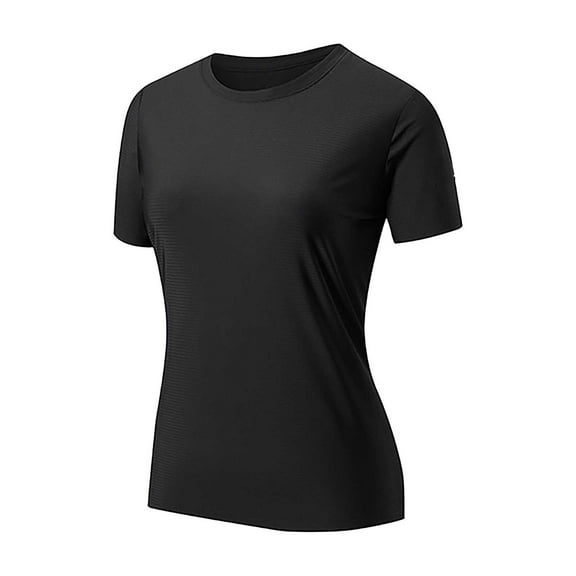 Delayuji Workout Tops for Women Short Sleeve Yoga Shirts Sports Gym Tshirts Running Top 80 Sun Black L Nylon,Spandex Short Sleeve Shirts for Women