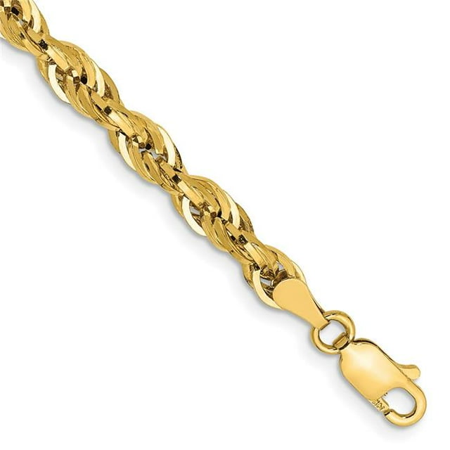 Quality Gold 10BC168-7 10K Yellow Gold 4.25 mm Semi-Solid Rope Chain 7 in. Bracelet