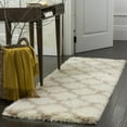 thumbnail image 3 of SAFAVIEH Montreal Lennart Geometric Quatrefoils Shag Runner Rug, Ivory/Beige, 2'3" x 9', 3 of 10