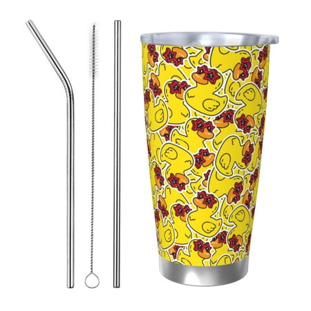 

Goofa Duck with Star Sunglasses for 20 oz Skinny Tumbler Stainless Steel Coffee Mug Slim Vacuum Insulated Travel Cup Car Cup-Straw Three-piece Set