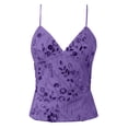 thumbnail image 2 of Sparkly Sequin Tank Tops for Women Elegant Floral Sequins V Neck Spaghetti Strap Backless Camisole Top Y2k Going out Tops, 2 of 2