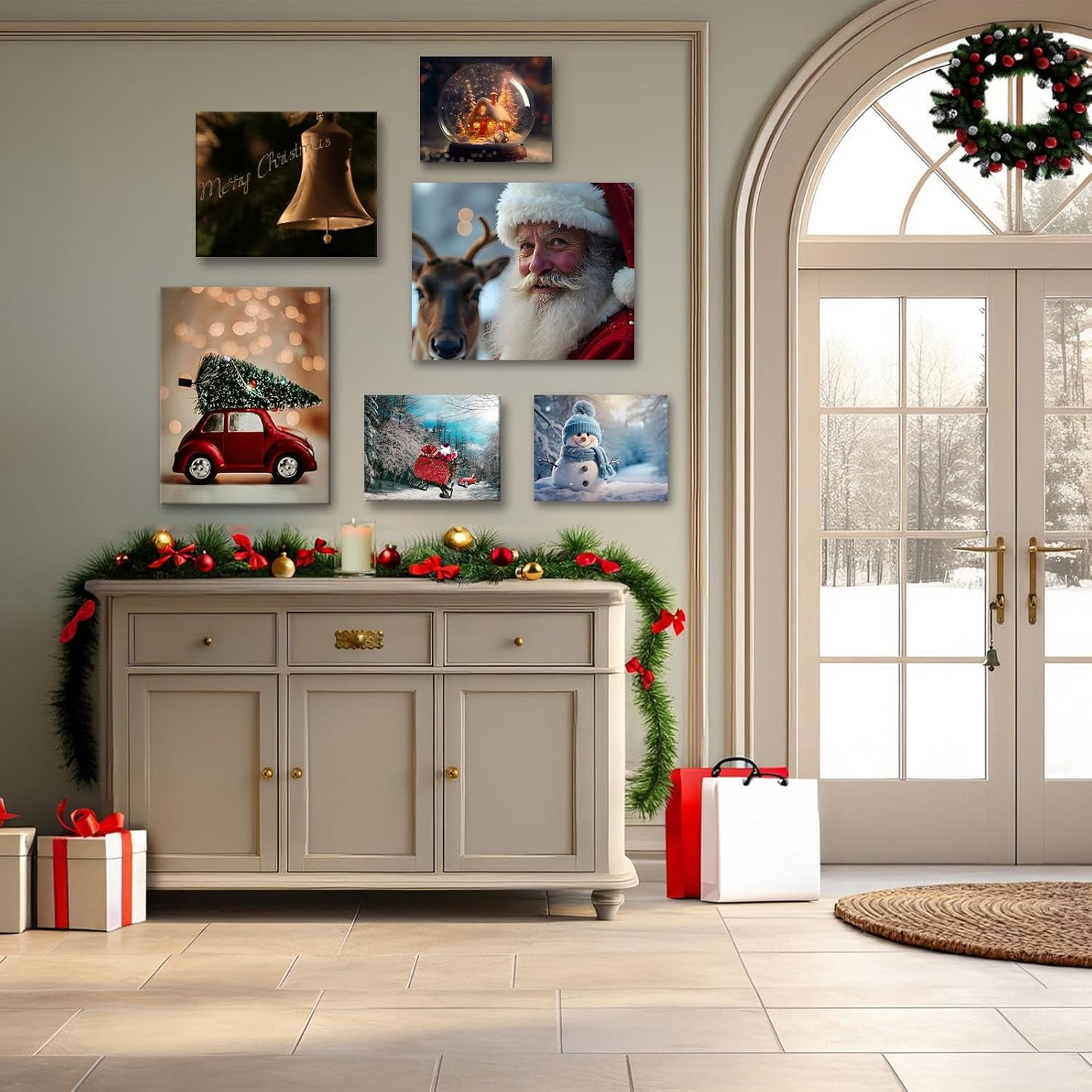 P&L Art Christmas Cute Snowman with Blue Hat and Scarf Print, Canvas, 16x20 in, Multicolor