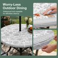 thumbnail image 5 of Round Outdoor Tablecloth with Umbrella Hole and Zipper, Grey Floral Tablecloth with Elastic Waterproof, Vintage Flowers Plants Farmhouse Greek Key Patio Table Covers for 31" - 35" Picnic Pool Tables, 5 of 9