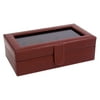 12-Pocket Leather Cufflink Case - Brown Leather - 8W x 2.75H in.