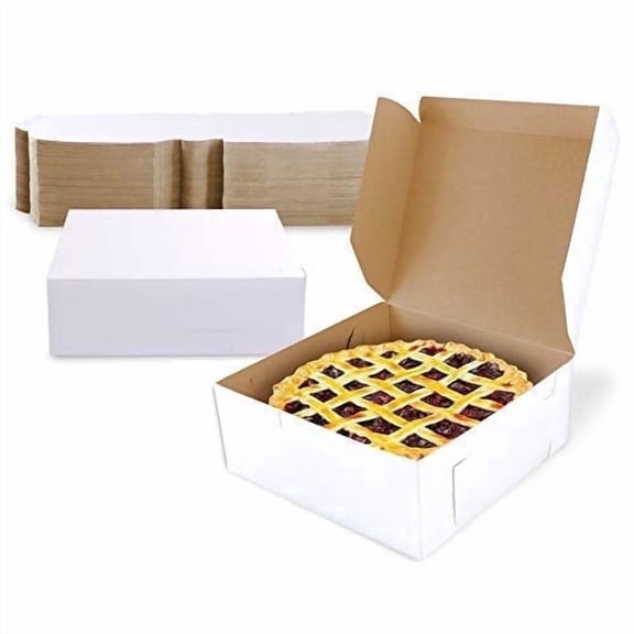 [25 Pack] Pastry Boxes - 7 x 7 x 3 Inches White Bakery Box for Cookies, Compostable Kraft Paper Cardboard for Baked Goods Packaging, Cake, Food, Donut, Cupcake, Candy, Bread, Bridesmaid Gift Box