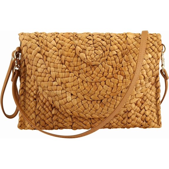 Women's Straw Shoulder Bag Straw Clutch Purse Summer Beach Bags Crossbody Wallet Woven Handbags