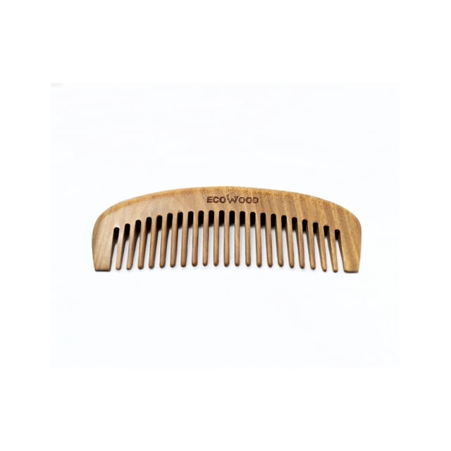 peine para cabello ecowood de madera de sándalo con dientes anchos ecowood peine sándalo dientes anchos sin mango, peine sin mango 15 cm x 5 cm color Wonderland White con grabado "ECOWOOD", dientes anchos y acabado liso; según la ficha ayuda a desenredar sin dañar y a reducir la estática; a menudo se usa también para peinar la barba o repartir acondicionador.
