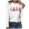 thumbnail image 4 of VgaVtl Cotton Tshirts Shirts for Women Christmas Long Sleeve Womens Tops Plus Size Holiday Layering Christmas Tree Tops,White S, 4 of 5