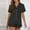 #030-Black, variant on Women's Solid Color Notch Lapel Button Front Drawstring Pajama Set with Short Sleeve and Shorts for Sleep and Lounge