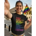 thumbnail image 3 of Women's Equality & LGBT Support Pride T-Shirt - Love is Love Quote - Gay Pride Rainbow Round Neck Shirt - Large Black, 3 of 6