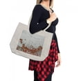thumbnail image 2 of Brick Wall Shopping Bag, Dated Damaged Peeling Room Covered White Paint Vintage Inspired City Decay Scene, Eco-Friendly Reusable Bag for Groceries Beach and More, 15.5" X 14.5", Cream, by Ambesonne, 2 of 2