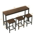 thumbnail image 4 of Bar Table and Chairs Set for 3, 4-Piece Counter Height Kitchen Long Dining Table Set with 3 Stools, Rectangle Pub Bistro Table Set for Kitchen Breakfast Nook Restaurant, Dark Brown, 4 of 6