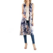 24seven Comfort Apparel Tie Dye Sleeveless Long Maternity Cardigan with Side Slit,M013332SFTMade In The USA Made In The USA