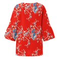 thumbnail image 5 of SDNall 3/4 Length Sleeve Shirts for Women Printing Three-Quarter Sleeve Round Neck Pullover Shirts Womens Summer Tops (Red, Sizes S-XXXXXL), 5 of 9