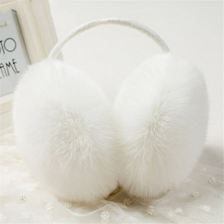 

Women Cosy Soft Fluffy Warm Earflaps Ear Muffs Plush Ear Warmer WHITE