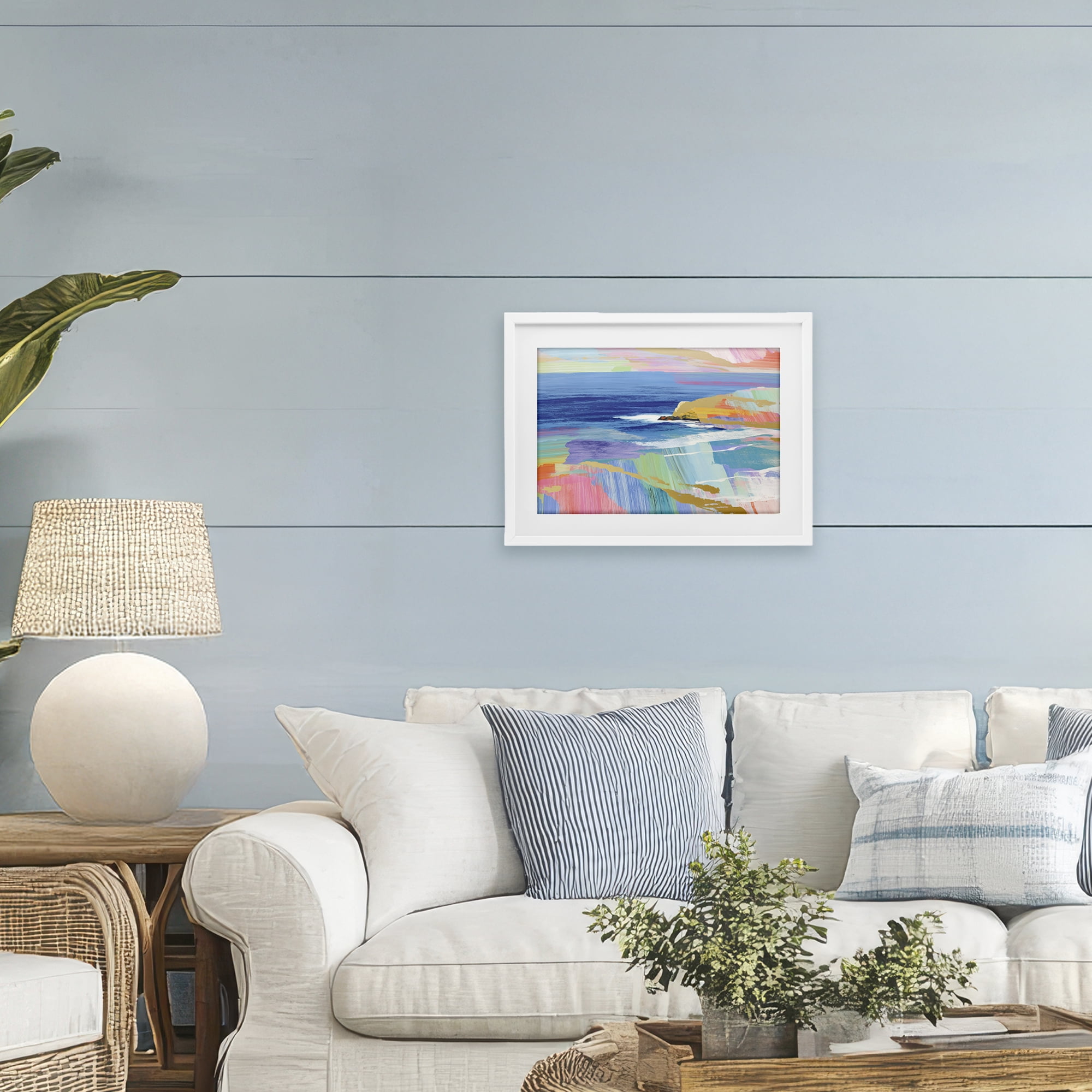 Stupell Industries Hawaii Coastline Abstraction White Framed Print Under Glass, design by Chromatic Storm Studio