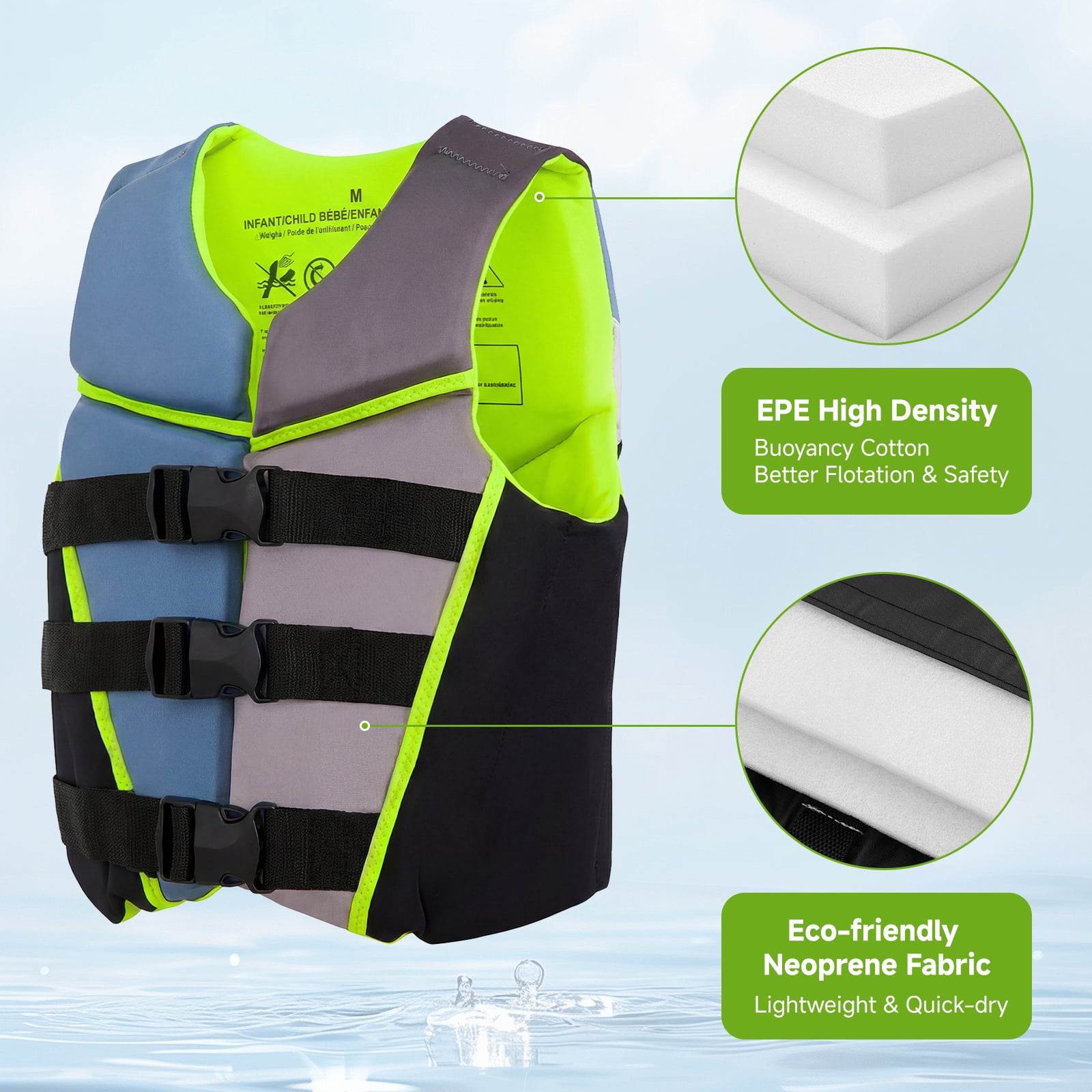 Kids Swim Vest Life Jacket Youth,Adjustable Flotation Buoyancy Swimsuit Trainer Vests,Swimming Aid Jacket for Boys Girls,Kayaking Fishing Sailing,Fit for 50-125 lbs