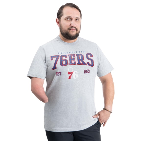 Men's G-III Sports by Carl Banks Gray Philadelphia 76ers Adaptive Classic Team Spirit Short Sleeve T-Shirt