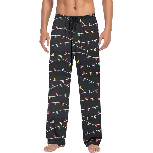 Faty-T Men's Pajama Bottoms Christmas Pattern Sleeping Long Pant Lounge Sleepwear Pants with Drawstring and Pockets