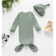 thumbnail image 3 of WIBACKER Unisex Newborn Baby Cotton Sleeper Gowns with Cap Long Knotted Sleeping Bag 3-6 Months, 3 of 7