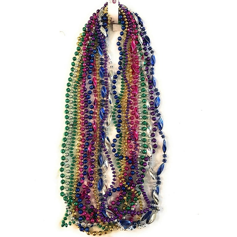Mardi Gras Beads - Beaded Necklaces -12 Assorted Styles and Colors for  Party Favors By The Mardi Gras Krewe