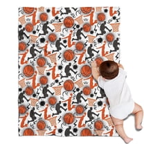 Orange Basketball Players Pattern Blanket,Comfortable Soft Lamb Wool Throw Blanket,All Season,Warm Lightweight Blankets for Sofa Bed Couch Living Room Chair,30"x40"