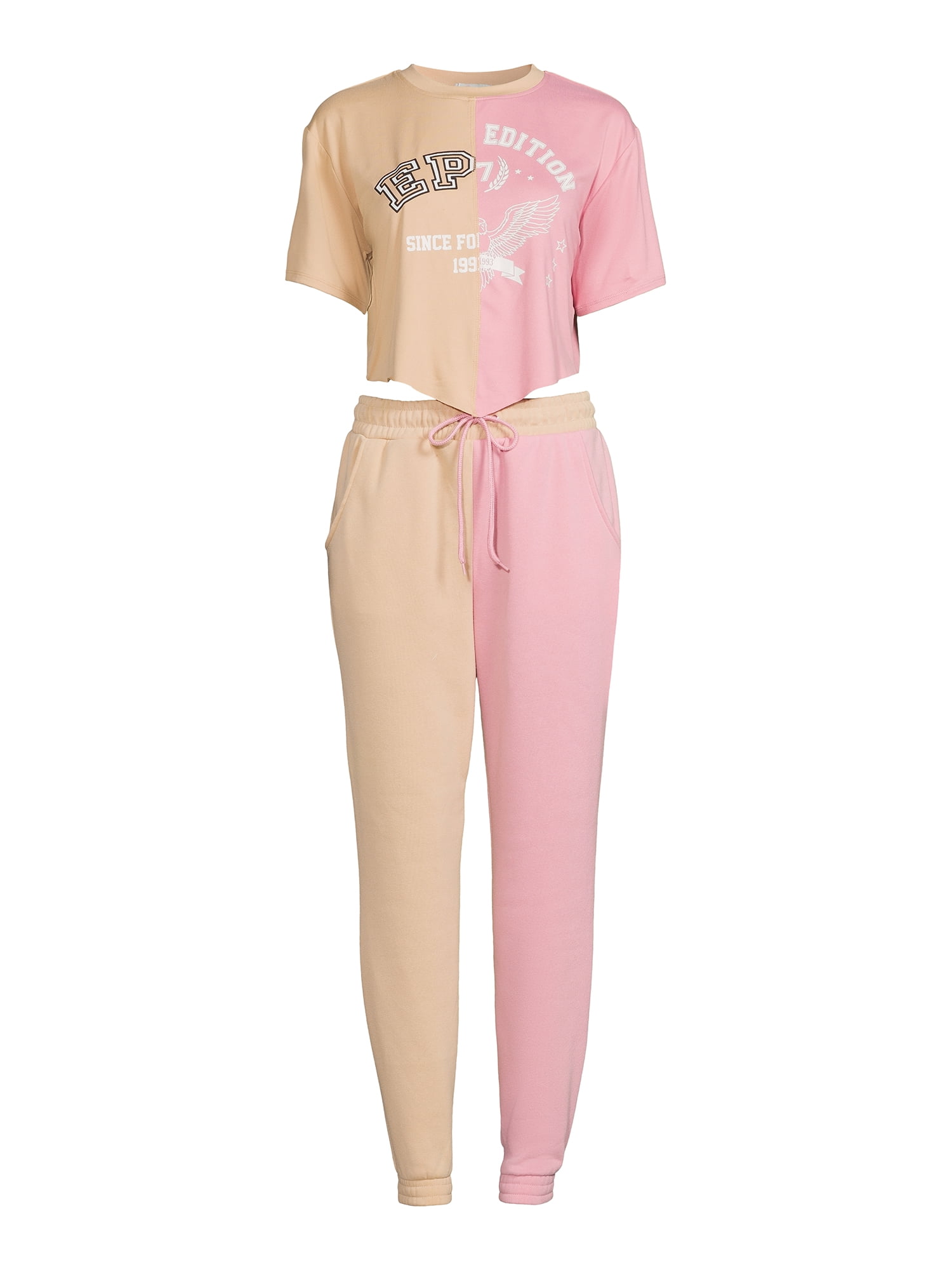 Liv & Lottie Junior’ Colorblocked Graphic Set with Asymmetrical Top