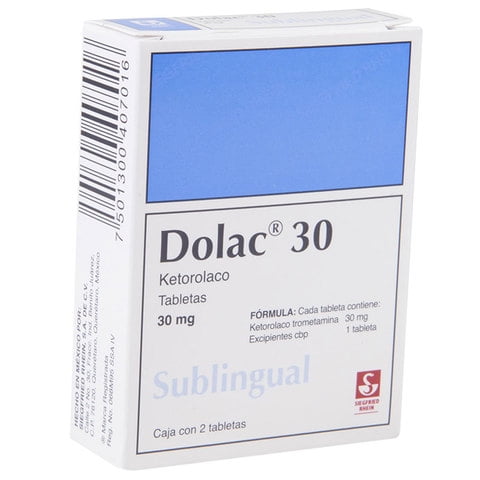 Dolac 30 mg tabletas sublinguales 2 pzas